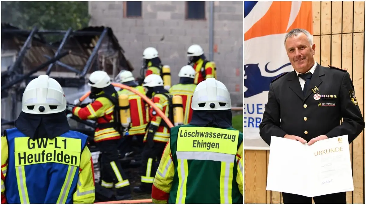 Die Feuerwehren im Alb-Donau-Kreis waren im vergangenen Jahr mit rund 2500 Einsätzen intensiv gefordert. Der Kreisfeuerwehrverbandsvorsitzende Armin Eberhardt (rechts) wurde für seinen Einsatz um das Feuerwehrwesen ausgezeichnet.