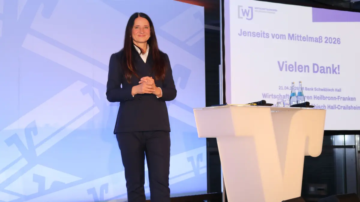 Top-Managerin Marianne Heiß sprach bei den Wirtschaftsjunioren über eine erfolgreiche Unternehmensführung in Zeiten von Transformation und geopolitischen Dauerkrisen.