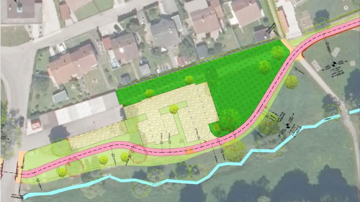 Der Parkplatz an der Schillerstraße soll neu geordnet und deutlich verkleinert werden, damit der Feilbachtal-Radweg auf einer sicheren Route vorbeigeführt werden kann.