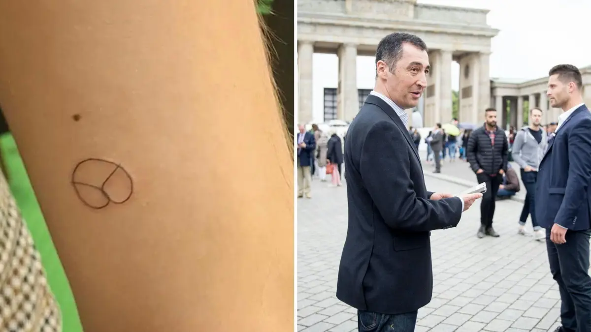 Die Grünen haben auf ihrer Wahlparty kostenlose Tattoos angeboten. Der Grünen-Politiker Cem Özdemir bekommt seit Jahren Polizeischutz. Das Bild zeigt ihn 2016 vor dem Brandenburger Tor. Foto: StZN/dpa/Kay Nietfeld