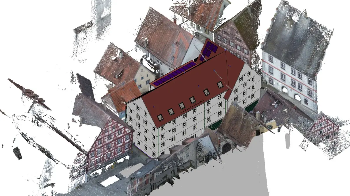 Diese Illustration gibt einen Eindruck, wie der geplante Neubau aussehen soll. An den Giebelseiten sind Fensterläden geplant, an der langen Gebäudeseite nicht.