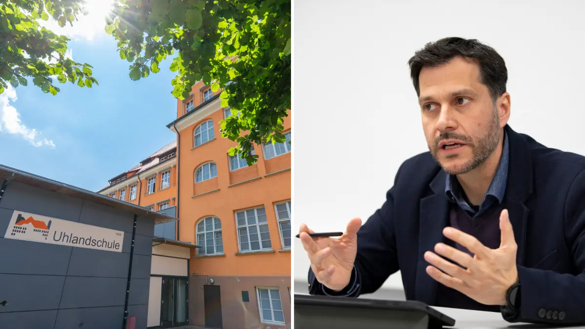 Geislingens Oberbürgermeister Ignazio Ceffalia spricht über die Schulsozialarbeit an den Geislinger Schulen. In der Uhlandschule arbeitet beispielsweise Tina Morrone als Schulsozialarbeiterin.