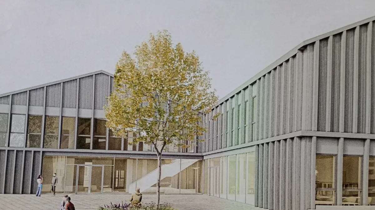 So soll das neue Rathaus mit Bürgersaal und Bibliothek einmal aussehen