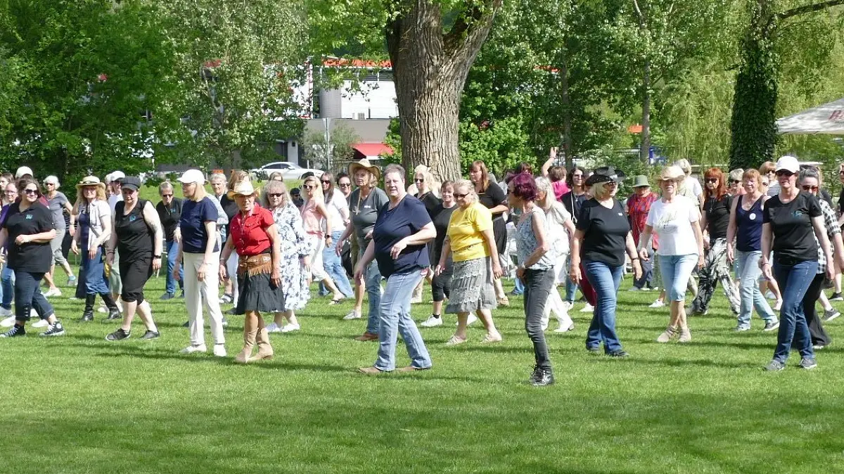 Linedance bringt die Menschen zusammen. Egal ob auf der Wiese, auf der Bühne oder mit Rollstühlen auf dem geschotterten Weg – die Teilnehmer hatten ihren Spaß