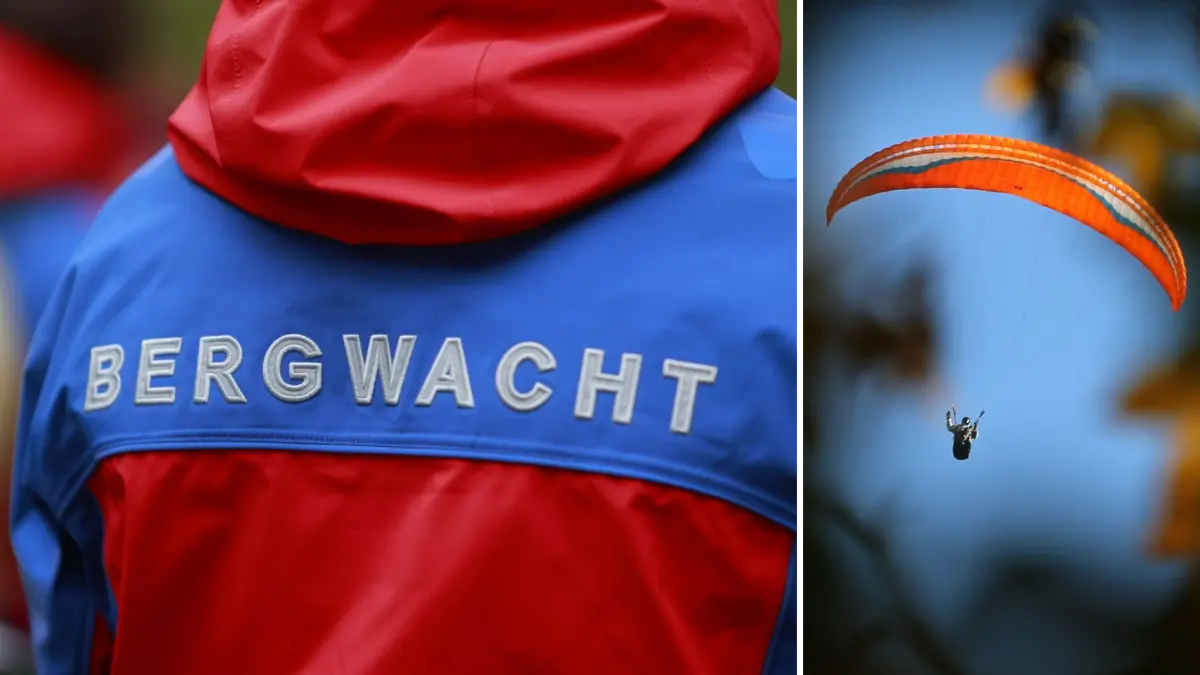 Die Bergwacht Geislingen-Wiesensteig war am Montagabend nach einem Flugunfall am Bläsiberg im Einsatz. COLLAGE FÜR ONLINE-Teaserbild