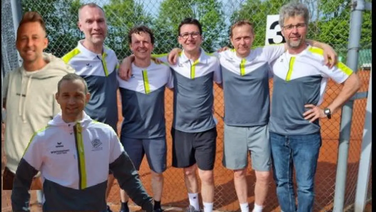 Die Herren 40 des TC Dotternhausen (v.l.n.r.): Daniel Schädle, Alexander Thomas, Gerd Janiszewski, Christian Künstle, Elvir Mustavic, Mike Bothe, Steffen Schlegel. Es fehlt: Thomas Kimpel.