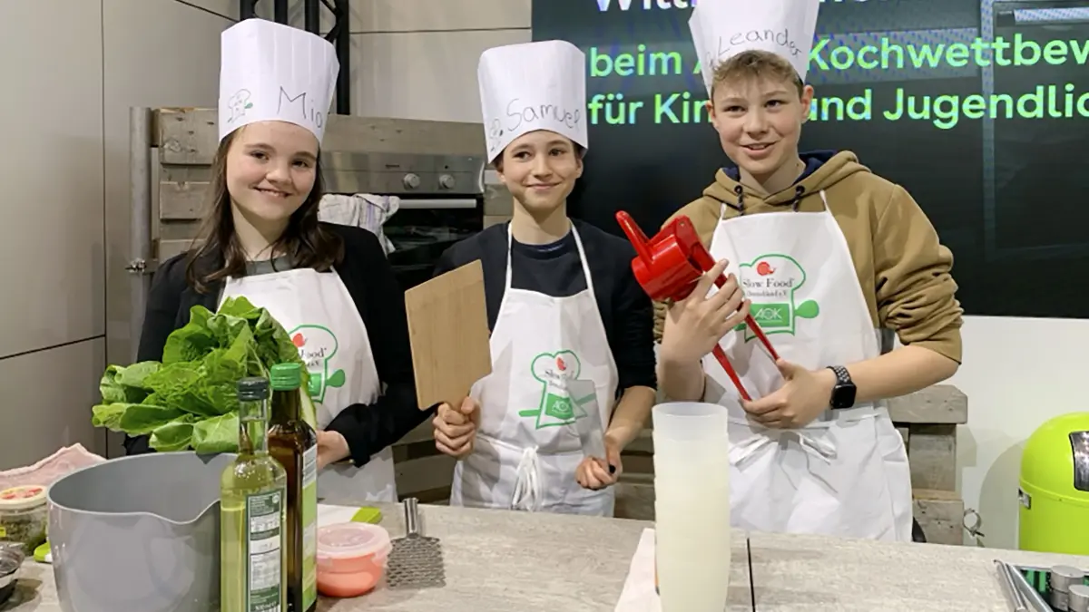 Kochgruppe, Jugendkochgruppe auf der Messe Slow Food in Stuttgart