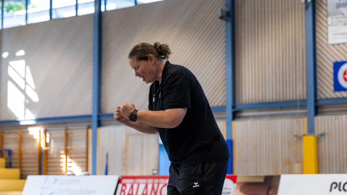 TV Rottenburg vs TSG Tuebingen, Volleyball,VLW-Pokal Herren,Finale, Saison 2025/2026, 09.05.202: Freude bei TSG Tuebingen Trainerin Andrea Richter.
TV Rottenburg vs TSG Tuebingen, Volleyball,VLW-Pokal Herren,Finale, Saison 2025/2026, 09.05.2026,
Foto: Eibner-Pressefoto/Davide Di Giovanni