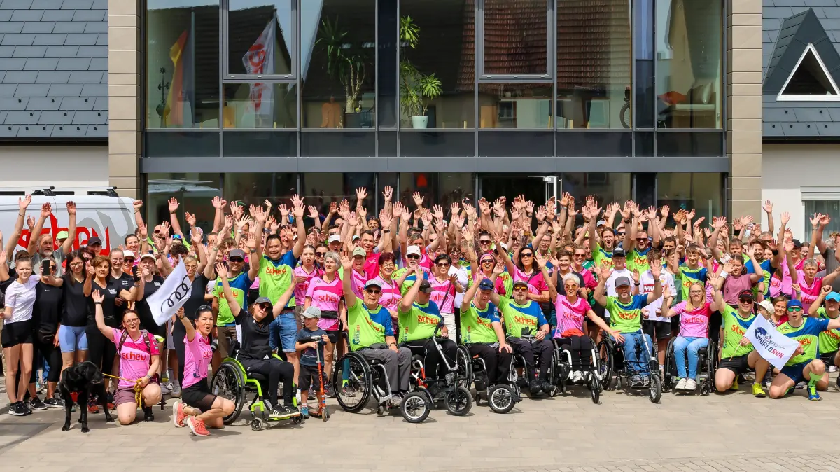"Team Scheu": Die Teilnehmer am "Wings for Life World Run" 2026 in Michelbach/Lücke; Gemeinde Wallhausen
