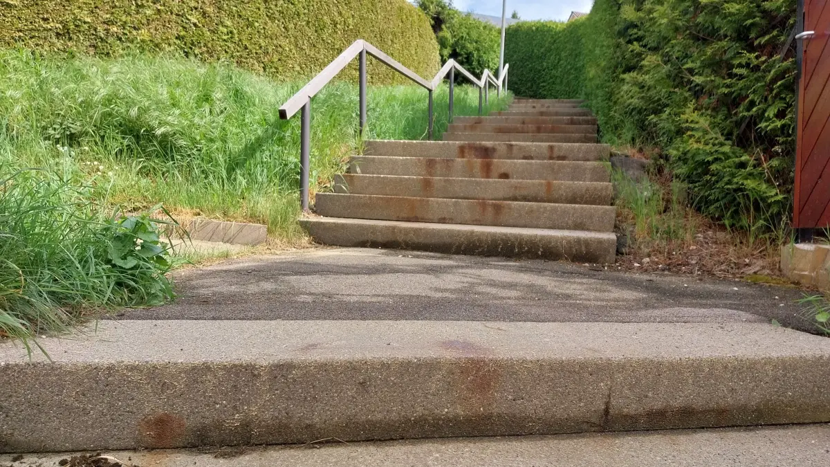 Der Treppenaufgang zwischen Mehlbaumstraße und Schalksburgstraße ist dringend sanierungsbedürftig.