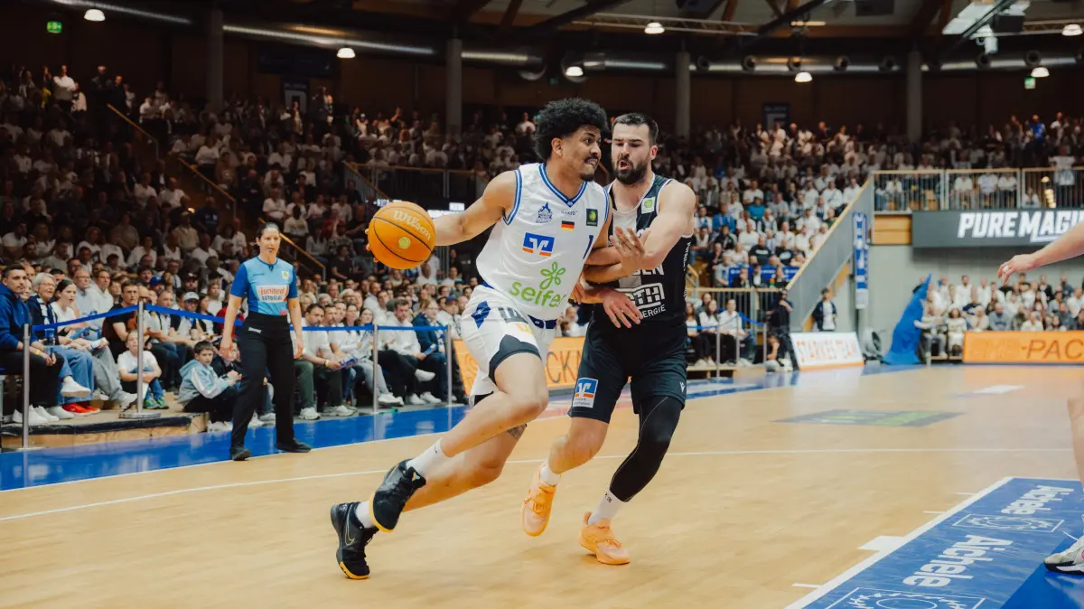 13.05.2026 BARMER 2. BBL - Pro A, Playoffs, Viertelfinale, Spiel 3, HAKRO Merlins Crailsheim vs. Giessen 46ers, Saison 2025/ 2026: Jose Gabriel De Oliveira Neto