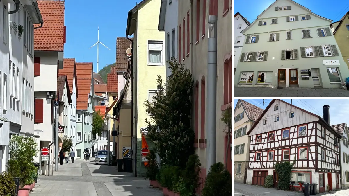 Altstadtquartier mit modernem Ausblick: Die Lange Gasse ist eine attraktive, vielfältige Wohnstraße. Foto: rodB2Etwas nach hinten versetzt: Die frühere Thurn- und Taxis`sche Poststation. Foto: rod B3Ein sehr stattliches Doppelhaus. Foto: rod B4Fränkisches Fachwerk, hier mal nicht unter Putz. Foto: rod