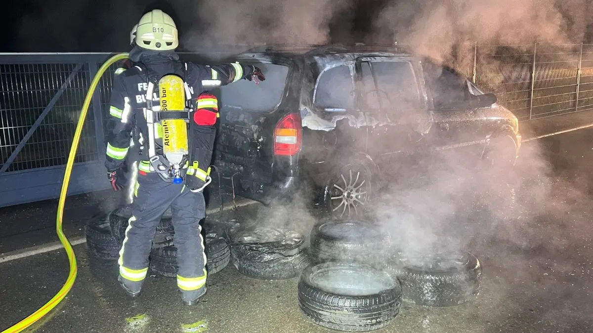 Burladingen Stetten Auto in Flammen