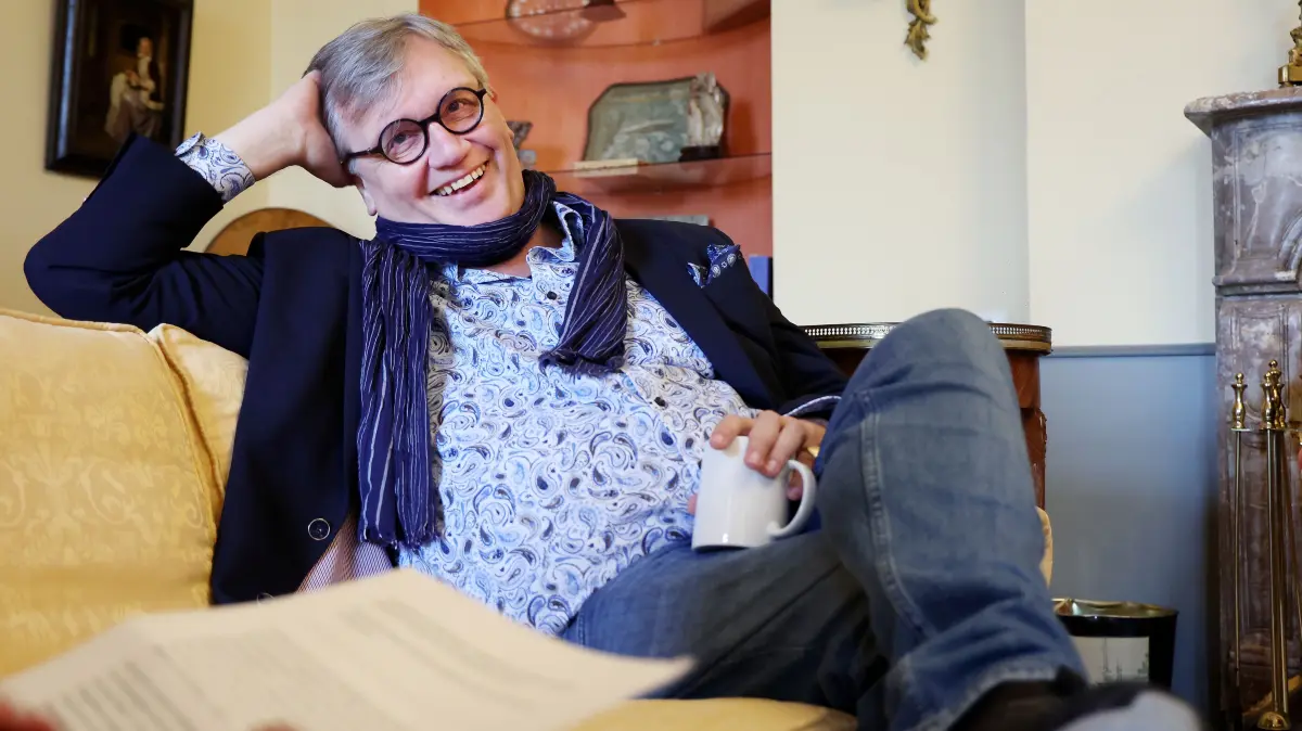 Hape Kerkeling beim Interview mit unserer Zeitung im gelben Salon des Langenburger Schlosses.