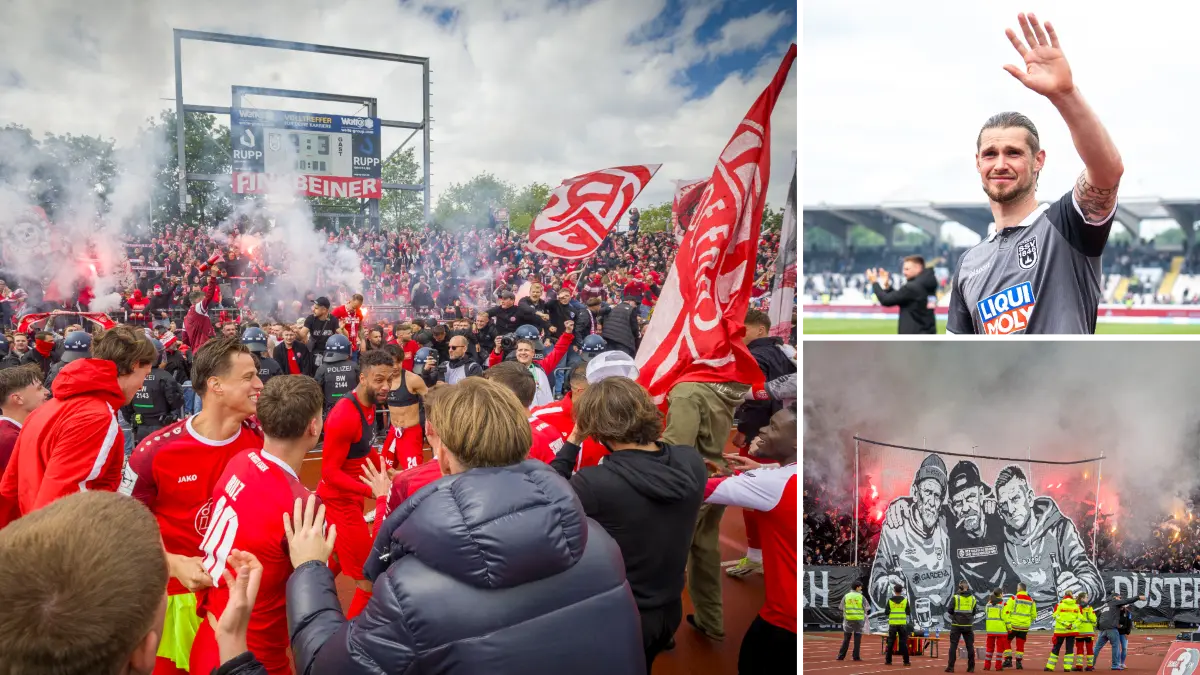 Pyro, Polizei, Essen-Party: Die Bilder zum letzten Drittliga-Spiel des SSV Ulm 1846 Fußball.