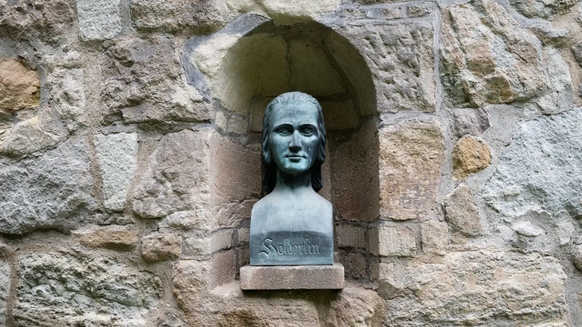Hölderlin-Kopf am Hölderlinturm Tübingen, Statue, Erinnerung, Museum