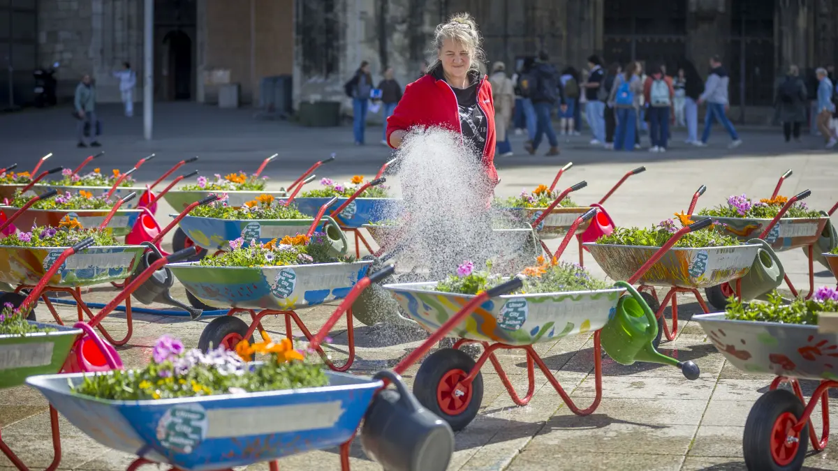 Ulm, Münsterplatz: Presseevent "Ulmer City Blühen"