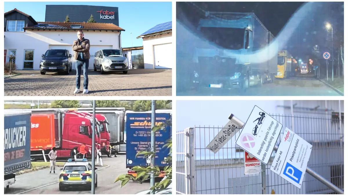 Gewerbegebiet Neustädtlein Gemeinde Fichtenau Chaos Lkw-Verkehr Lkw
