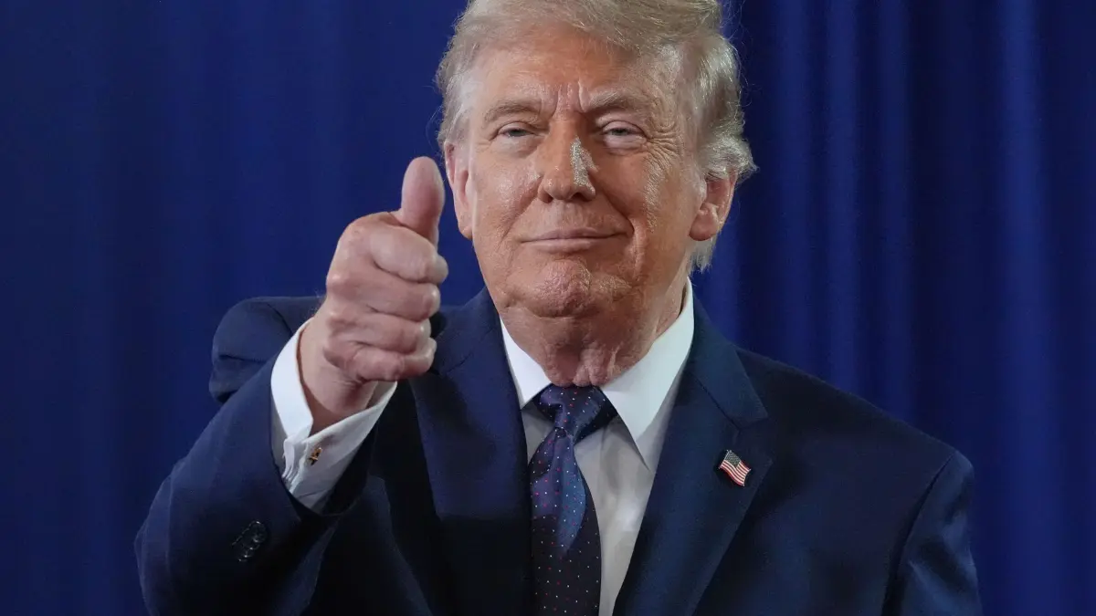 US-Präsident Trump: 22.05.2026, USA, Suffern: US-Präsident Donald Trump spricht im Rockland Community College. Foto: Alex Brandon/AP/dpa +++ dpa-Bildfunk +++