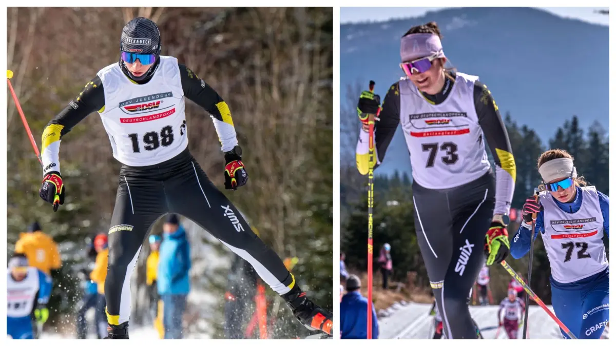 Bekommen einen neuen Satz Sportkleidung gestellt: Nico Füllemann (rechts) und Juliane Mettang wurden vom Deutschen Skiverband nominiert. Die beiden Langläufer werden damit erstmals Nationalfarben tragen.