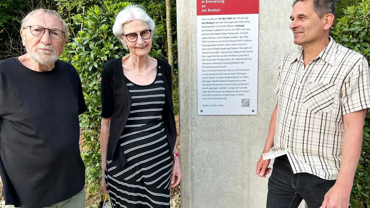 Für eine Gedenkstele zur Erinnerung an den hingerichteten Jan Budzyn haben sie sich besonders eingesetzt (von links): Dr. Hansjürgen Gölz, Sybille Eberhardt und Wilfried Scheu.