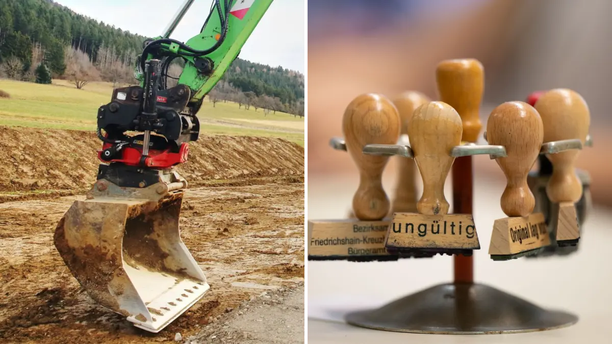 Baggerschaufel und Stempel