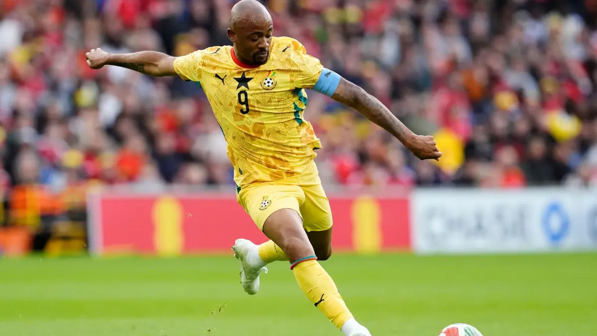 Wales - Ghana: 02.06.2026, Großbritannien, Cardiff: Fußball, Männer: Länderspiele, Wales - Ghana, Jordan Ayew aus Ghana versucht einen Torschuss. Foto: Nick Potts/PA Wire/dpa +++ dpa-Bildfunk +++