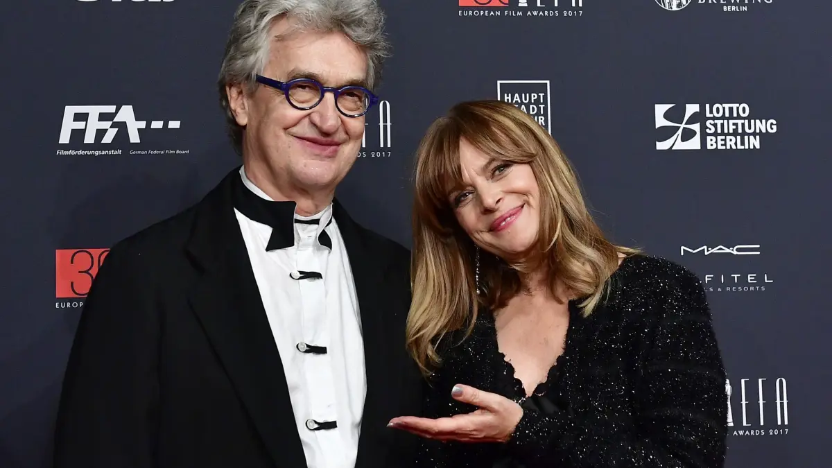 (ALTERNATIVE CROP) - German director Wim Wenders (L) and German actress Nastassja Kinski pose upon arrival for the 30th European Film Awards in Berlin, on December 9, 2017. German director Wim Wenders said on June 3, 2026 he was withdrawing his 1975 film "Wrong Move" after actress Nastassja Kinski complained about a scene in which she appeared wearing almost nothing when she was 13 years old. (Photo by Tobias SCHWARZ / AFP) / ALTERNATE CROP