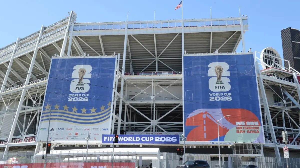 Vor der Fußball-WM - Santa Clara: 04.06.2026, USA, Santa Clara: Das WM-Stadion in Santa Clara ist während der Vorbereitungen zum Turnier zu sehen. Im Heimstadtion des American-Football-Teams San Francisco 49ers spielen bei der Weltmeisterschaft unter anderem Schweiz und Österreich. Foto: Andrej Sokolow/dpa +++ dpa-Bildfunk +++