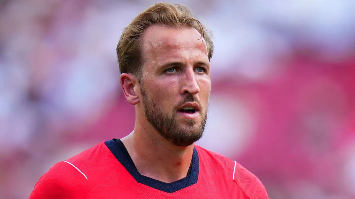 England v New Zealand - International Friendly: TAMPA, FLORIDA - JUNE 06: Harry Kane #9 of England looks on during the international friendly match between England and New Zealand at Raymond James Stadium on June 06, 2026 in Tampa, Florida. Rich Storry/Getty Images/AFP (Photo by Rich Storry / GETTY IMAGES NORTH AMERICA / Getty Images via AFP)