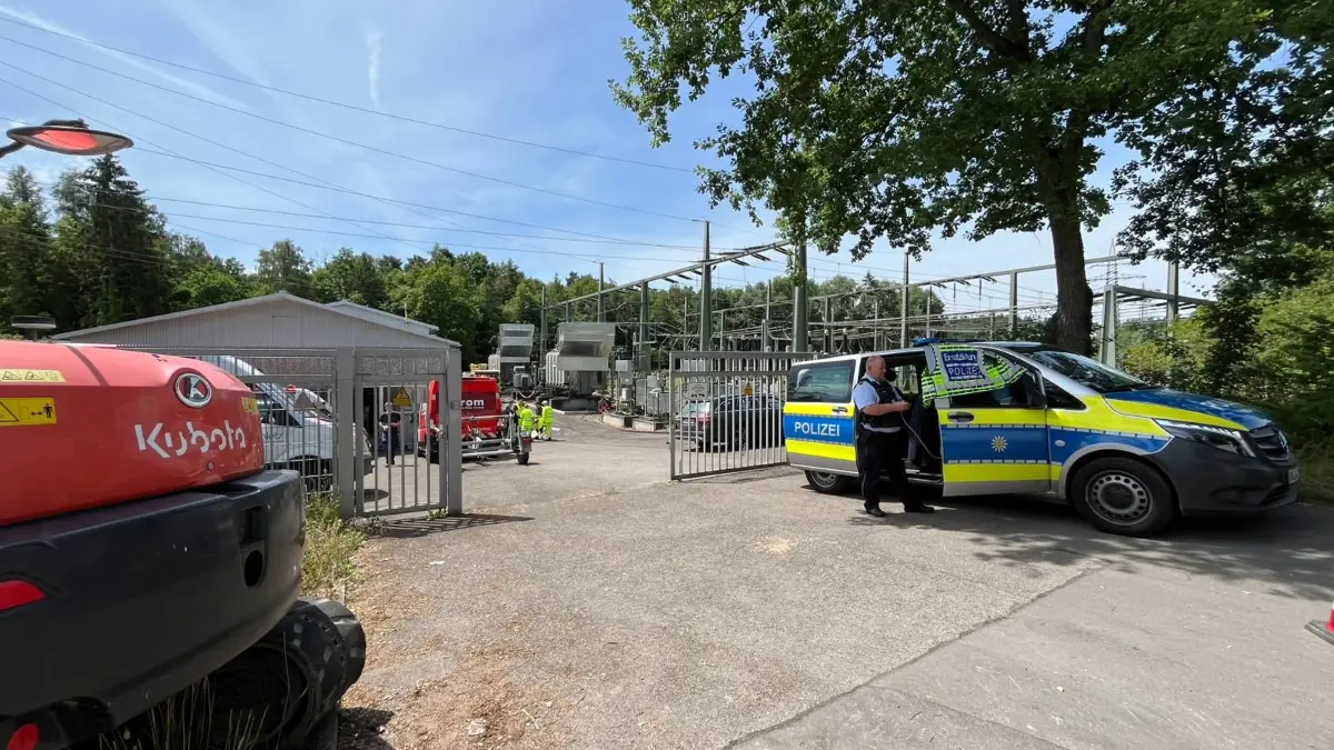 Einsatz am Umspannwerk in Reutlingen nach dem Stromausfall am Montag, 8. Juni 2026.