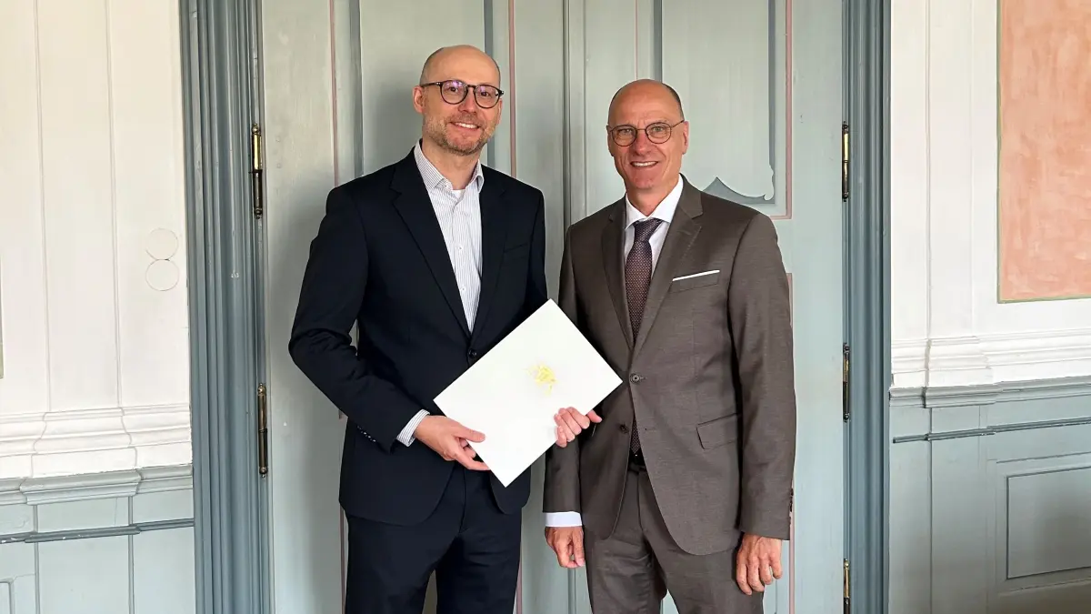 Der neue Direktor des Amtsgerichts, Dennis Amelung (links), und der Präsident des Landgerichts, Matthias Grundke.