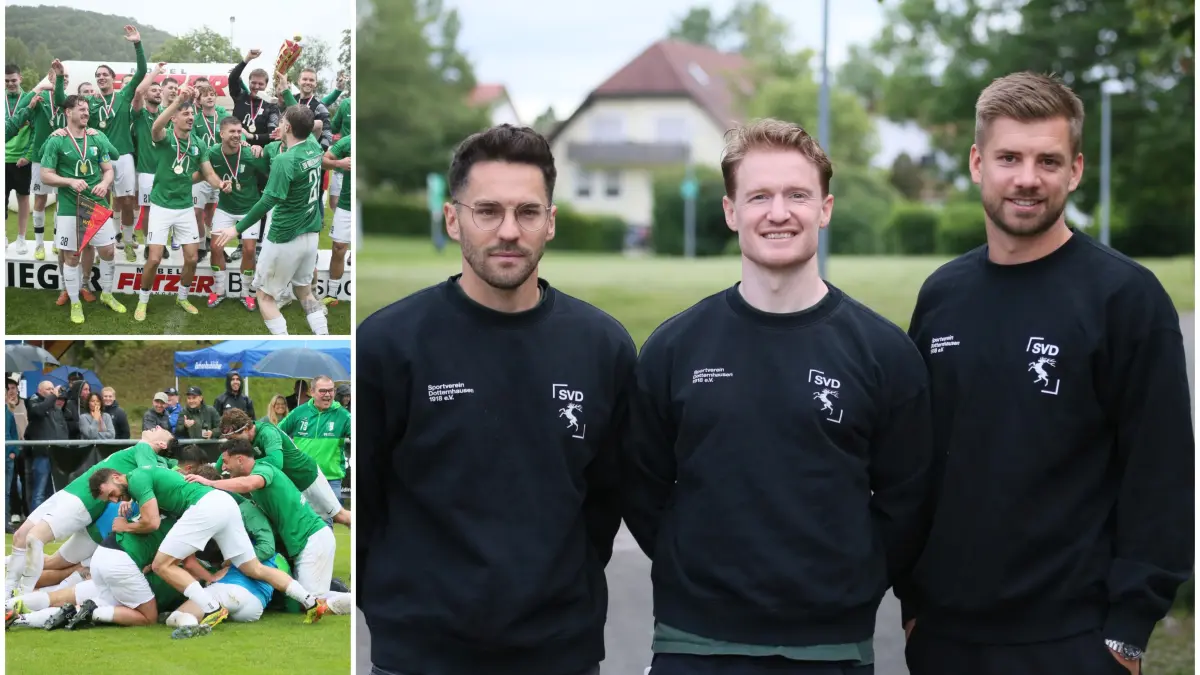 Der SV Dotternhausen blickt auf eine erfolgreiche Saison zurück mit Platz vier und dem Pokalsieg. (von links) Co-Spielertrainer Marc Wissmann, Spielertrainer Matthias Mauz sowie Marius Oberle aus der sportlichen Leitung.