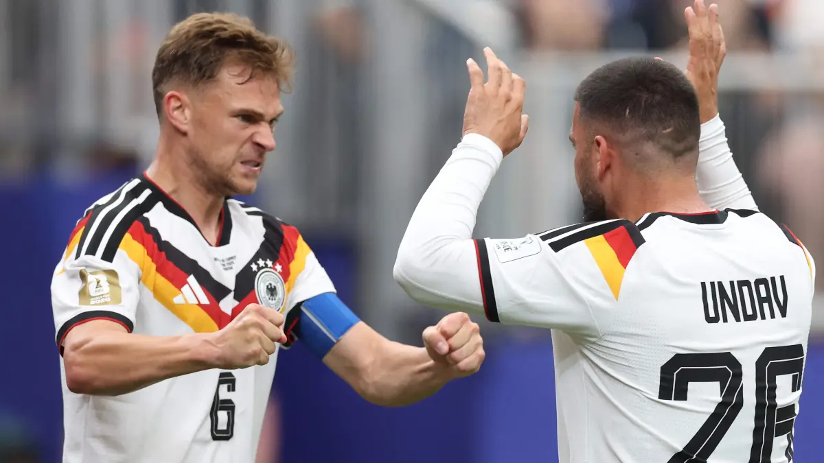 Germany v Curacao: Group E - FIFA World Cup 2026: HOUSTON, TEXAS - JUNE 14: Deniz Undav #26 of Germany celebrates with teammates after scoring the team's sixth goal during the FIFA World Cup 2026 Group E match between Germany and Curacao at Houston Stadium on June 14, 2026 in Houston, Texas. Alexander Hassenstein/Getty Images/AFP (Photo by ALEXANDER HASSENSTEIN / GETTY IMAGES NORTH AMERICA / Getty Images via AFP)