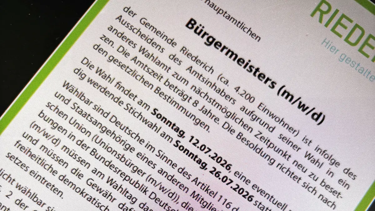 Bald dürfte die Stelle des Riedericher Bürgermeisters besetzt sein.