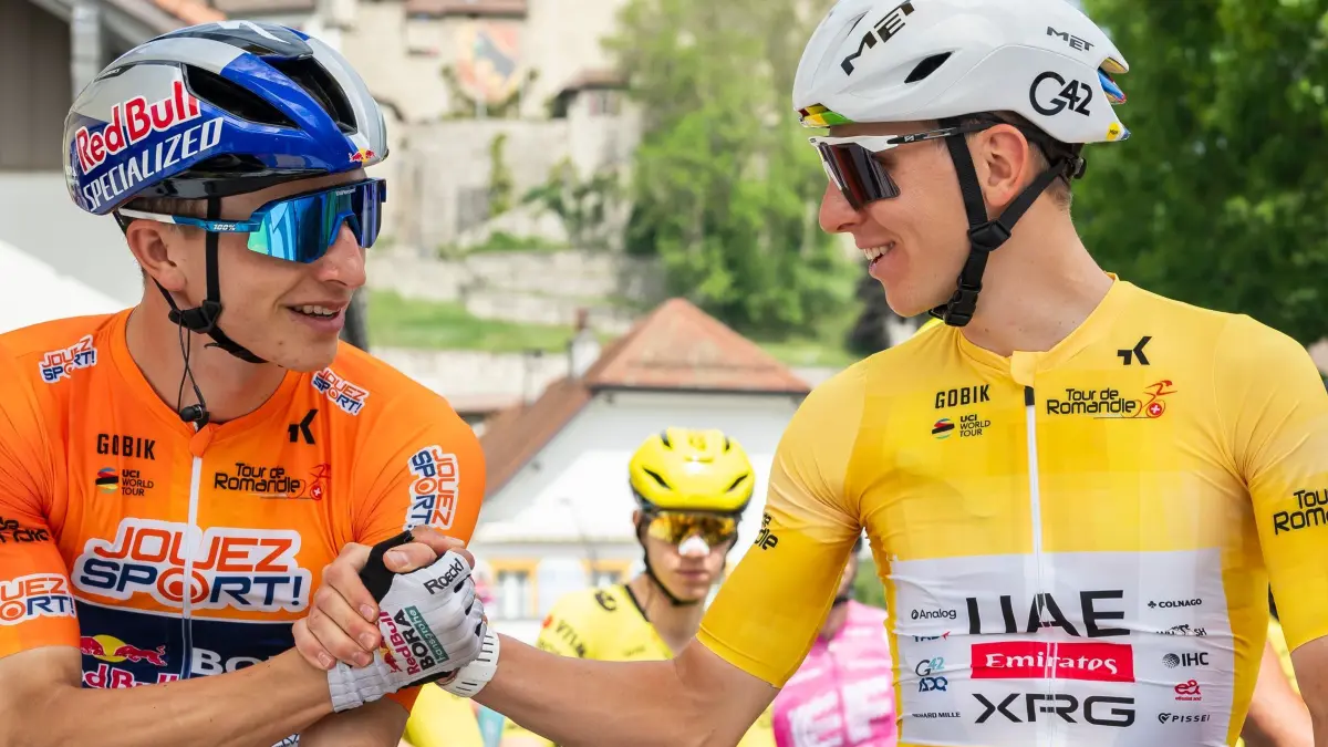 Florian Lipowitz und Tadej Pogacar