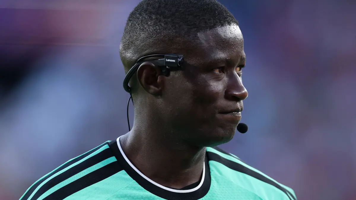 Iraq v Norway: Group I - FIFA World Cup 2026: BOSTON, MASSACHUSETTS - JUNE 16: Referee Pierre Ghislain Atcho wearing a camera during the FIFA World Cup 2026 Group I match between IR Iran and Norway at Boston Stadium on June 16, 2026 in Boston, Massachusetts. Justin Setterfield/Getty Images/AFP (Photo by Justin Setterfield / GETTY IMAGES NORTH AMERICA / Getty Images via AFP)