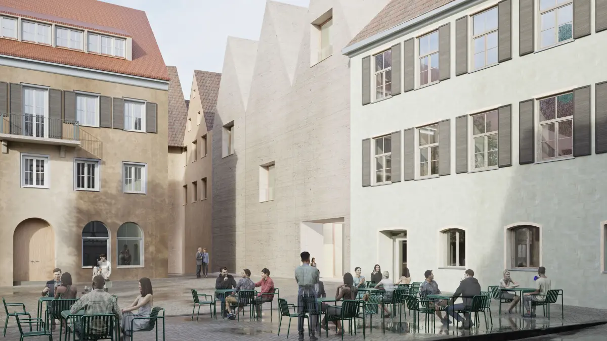 Blick vom Marktplatz aus: So wird das neue EIngangsgebäude des Museums Ulm den aktuellen Plänen zufolge aussehen.