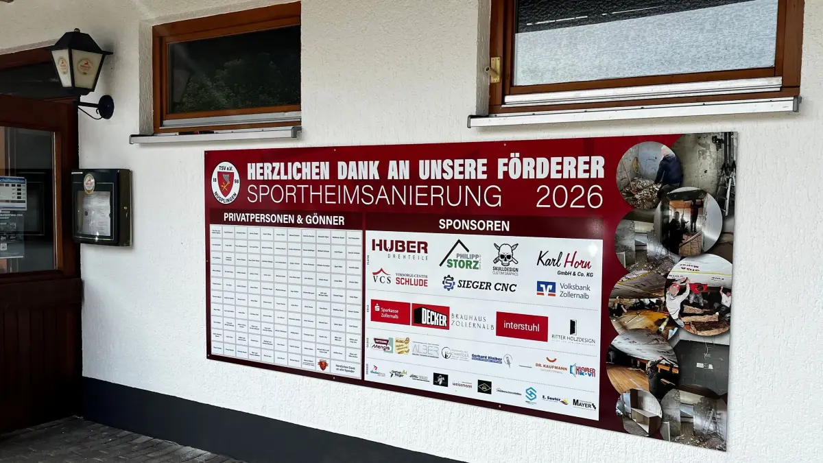 Am Vereinsheim des TSV Nusplingen hängt seit neuestem eine Spenden-Ehrenwand. Darauf sind alle Spenderinnen und Spender und Sponsoren verewigt, die den Verein bei der Sanierung des Vereinsheims finanziell unterstützt haben.