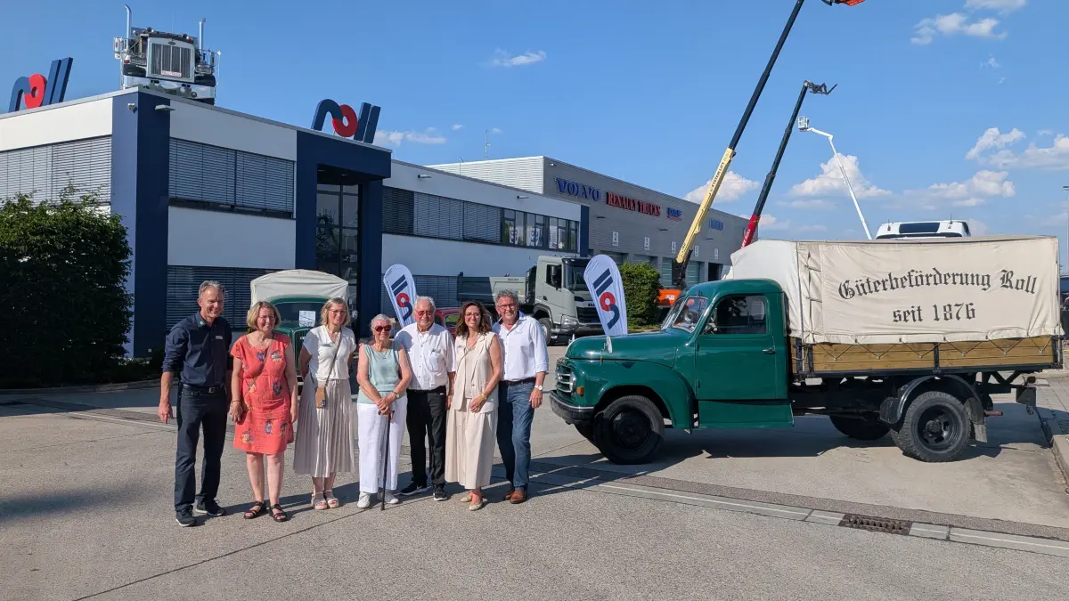 150 Jahre Familienunternehmen Roll: Horst Wagner, Katrin Wagner-Roll, Bettina Kißling-Roll, Christl und Heinrich Roll, Sabine Pflug-Roll und Ronny Pflug.