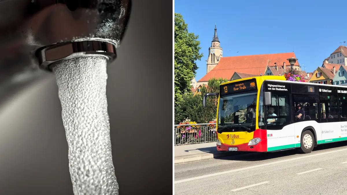 Wasserknappheit ist in Tübingen auch in den kommenden Jahren nicht zu befürchten. Doch ein Versorgungsunternehmen wie die Stadtwerke spürt Hitzeperioden wie die aktuelle an vielen verschiedenen Stellen seines Angebots. Wasser Busse Stadtwerke Tübingen Foto: Eike Freese