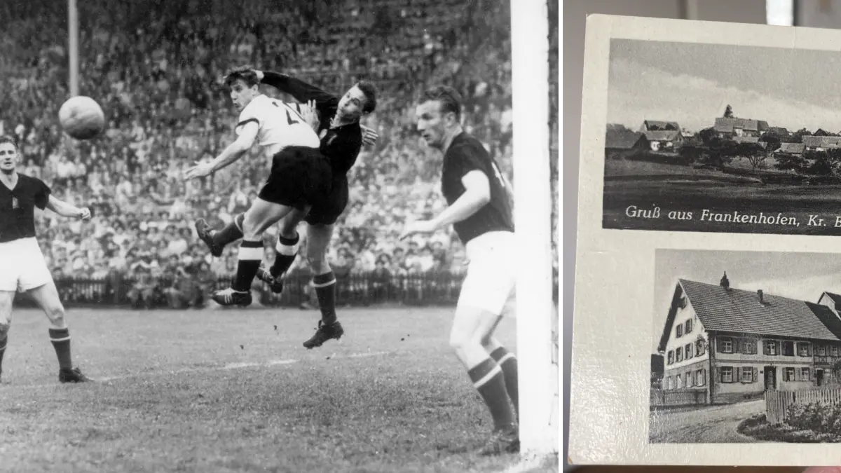 Historisches in Frankenhofen: Den Sieg der deutschen Nationalmannschaft kriegten 1954 rund 150 Gäste live mit - im Saal des "Rössle" stand ein Fernsehgerät.