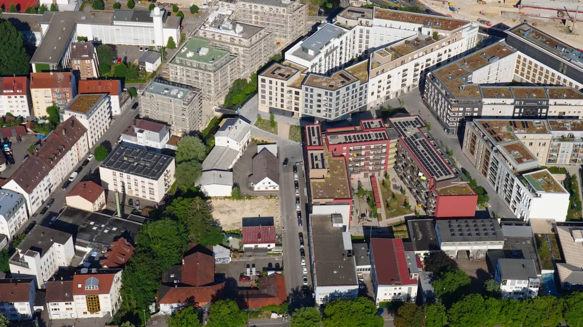 Luftbild vom Dichterviertel in Ulm