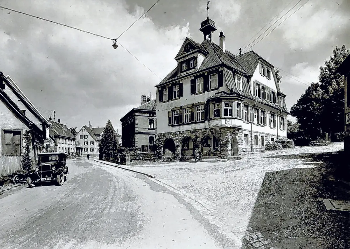 Historische Aufnahme des Gerabronner Rathauses.