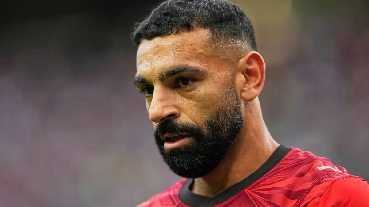WM 2026 - Ägypten - Iran: 26.06.2026, USA, Seattle: Fußball, Männer: WM 2026, Ägypten - Iran, Vorrunde, Gruppe G, 3. Spieltag, Seattle-Stadion. Der Ägypter Mohamed Salah während des Spiels. Foto: Lindsey Wasson/AP/dpa +++ dpa-Bildfunk +++