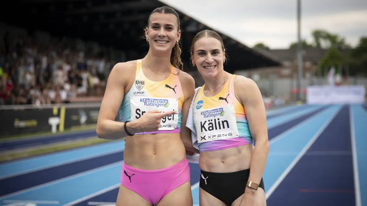 Multisport Event; Ratingen, 28.06.2026: RATINGEN, GERMANY - JUNE 28, 2026 : Heptathlon winner Annik Kälin SUI / Switzerland, 6819 pts. Meeting record, National Record, World best and 3rd placed Sandrina Sprengel GER / Germany, 6218 pts. during the Multisport Event at Stadion Ratingen on June 28, 2026 in Ratingen, Germany. Nordrhein-Westfalen Germany Copyright: xAxelxKohringx