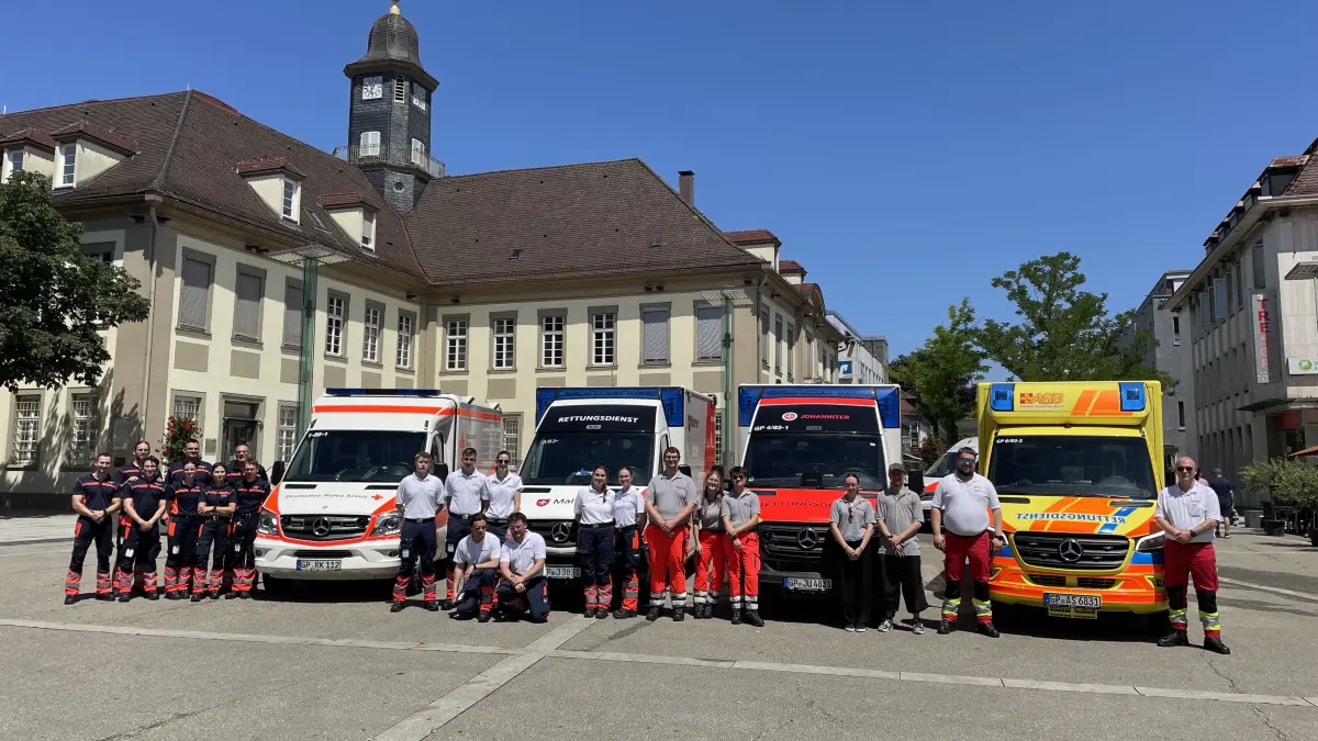 Auf dem Göppinger Marktplatz haben sich die Rettungsdienste vorgestellt.