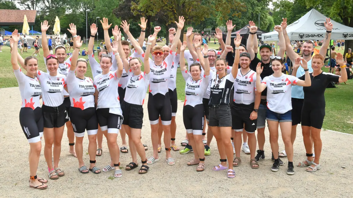 Die Triathleten der TSG Ehingen beim Triathlon Erbach 2026