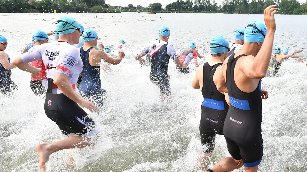 Die Triathleten der TSG Ehingen beim Triathlon Erbach 2026