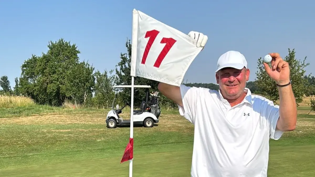 Marcus Zeitler gelang ein Hole-in-One auf der 177 Meter langen Bahn 11 des Golfparks Rothenburg-Schönbronn.